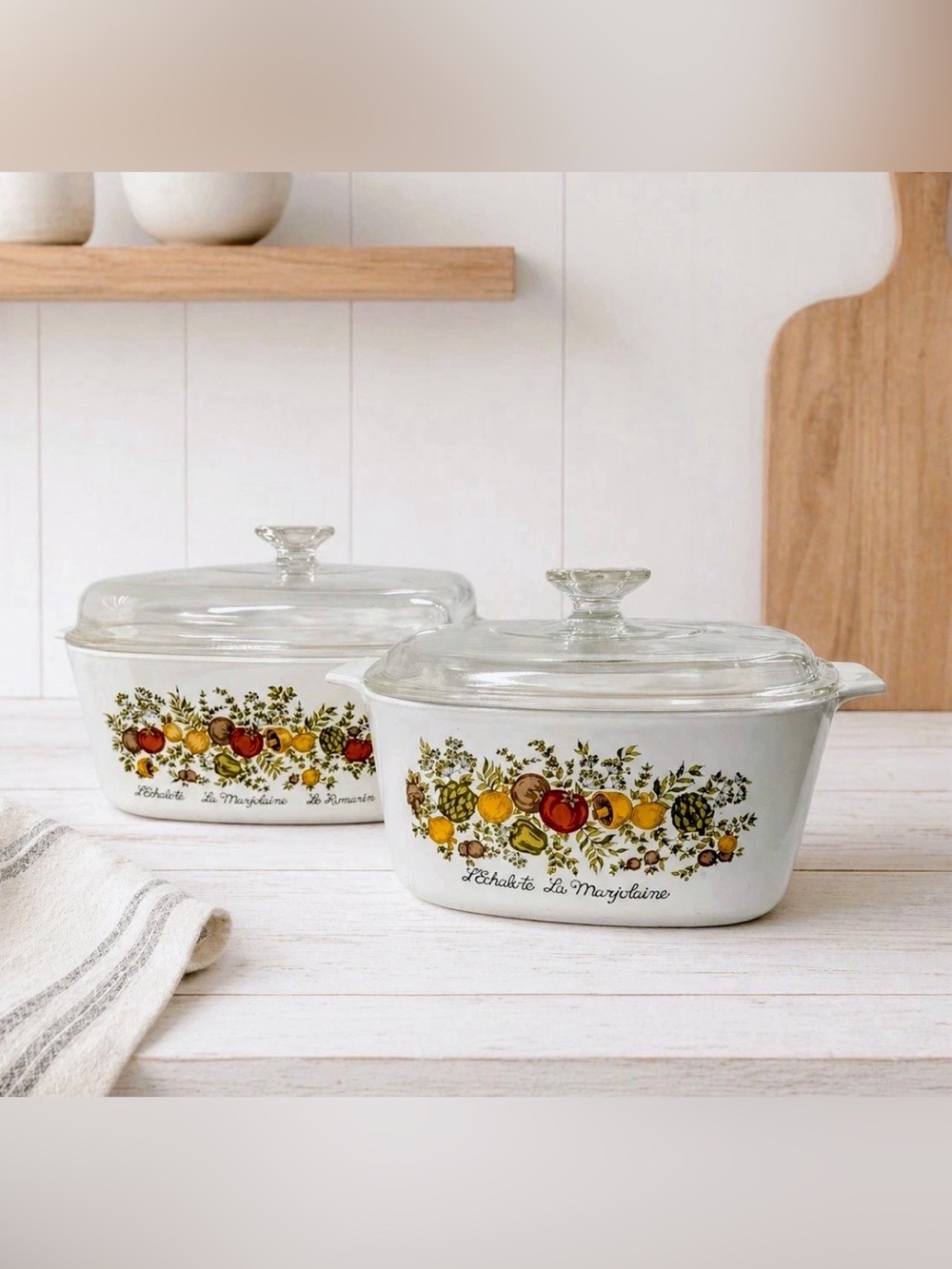 Vintage Corning Ware Spice of Life “L’Echalote La Marjolaine” Casserole Set USA